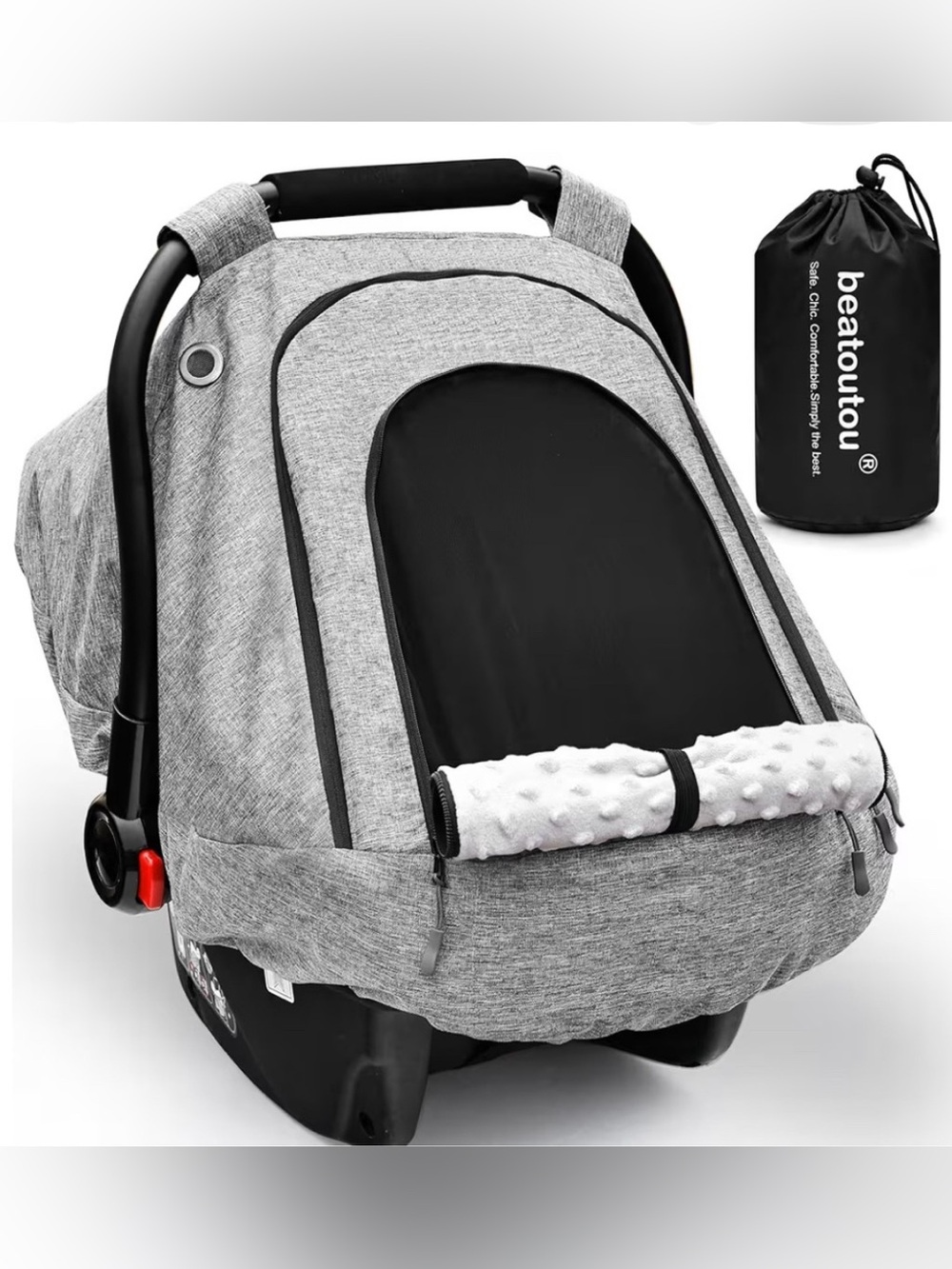 Gray Baby Car Seat Cover - Waterproof Canopy
